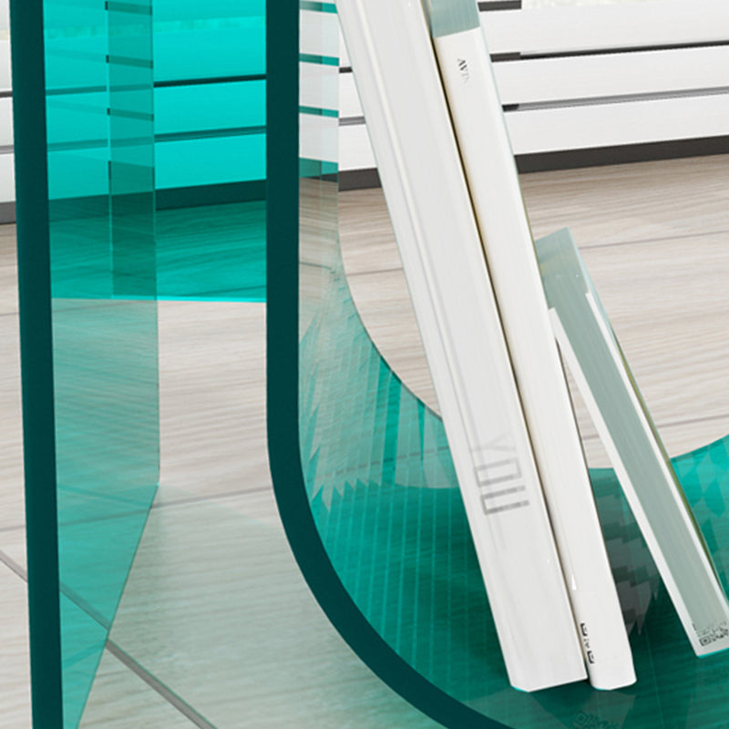 Tabla de extremo redonda acrílica moderna Mesa base abstracta resumen con almacenamiento