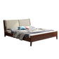 Wood and Upholstered Sleigh Bed Contemporary Rubberwood Standard Bed with Headboard