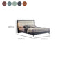 Modern Pine Wood Standard Bed Genuine Leather Panel Bed Upholstered Headboard