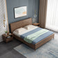 Mid-Century Modern Standard Bed Ash Solid Color Panel Bed with Headboard