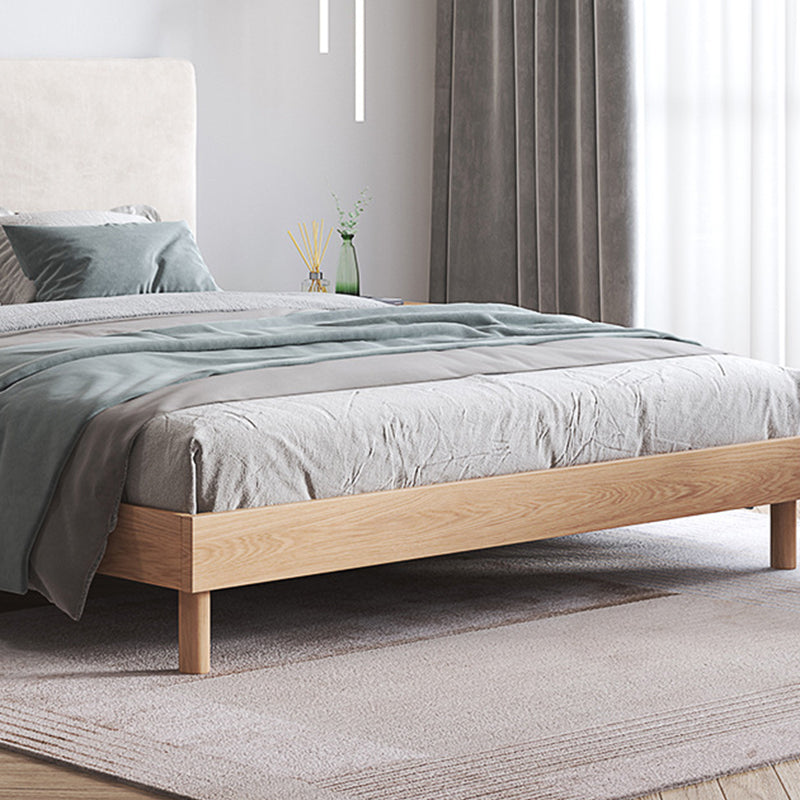 Graues und natürliches Standardbett traditionelle Eichenpaneelbett gepolstertes Kopfteil