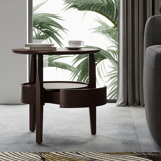 Sala de estar modernista redonda 1-drawer 3 patas de madera maciza mesa de altura de madera maciza