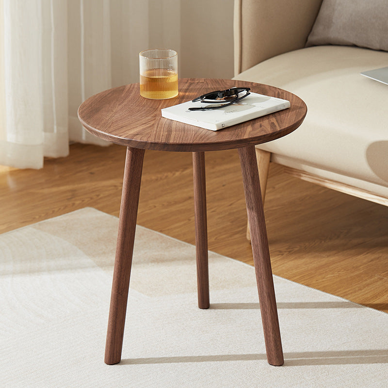 Table d'appoint contemporaine en bois massif, table d'appoint de salon marron