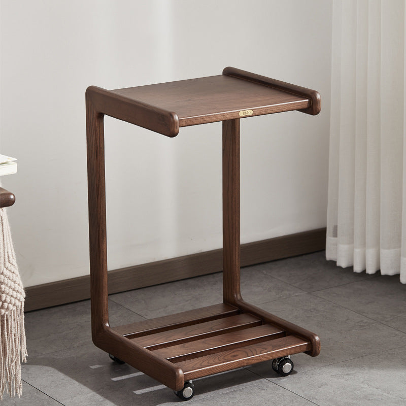 Table d'appoint contemporaine en bois massif, table d'appoint de salon marron