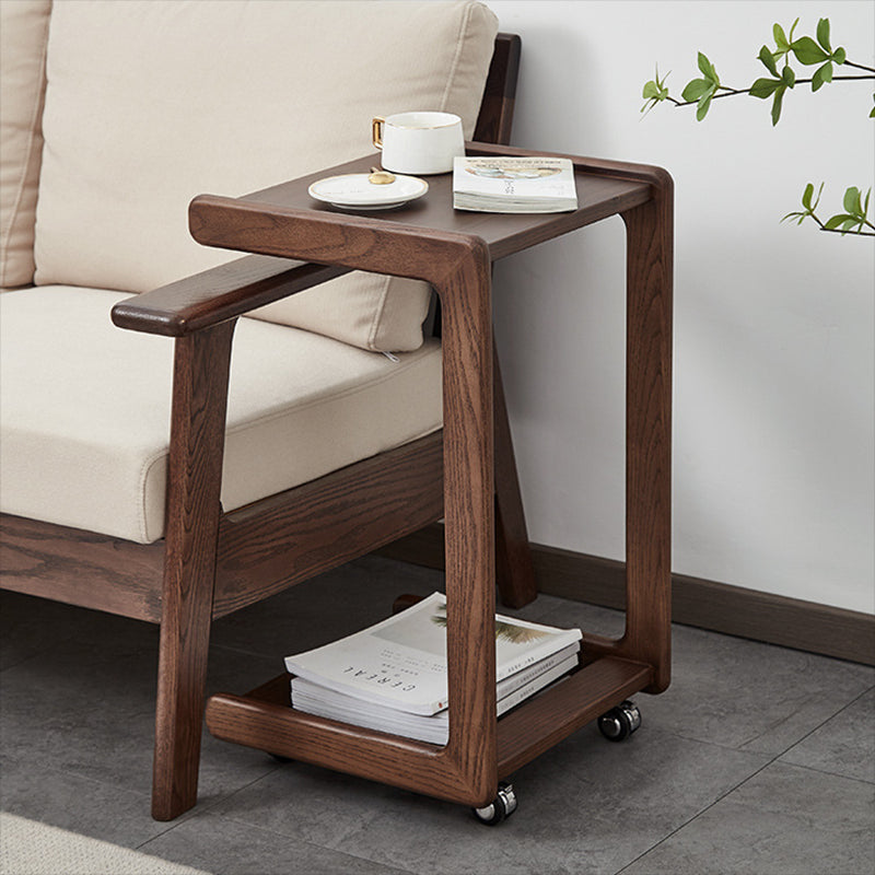 Table d'appoint contemporaine en bois massif, table d'appoint de salon marron