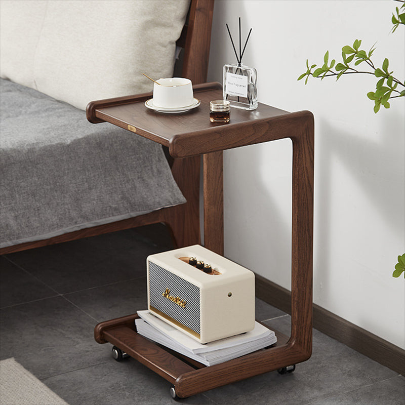 Table d'appoint contemporaine en bois massif, table d'appoint de salon marron