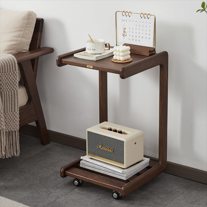Table d'appoint contemporaine en bois massif, table d'appoint de salon marron