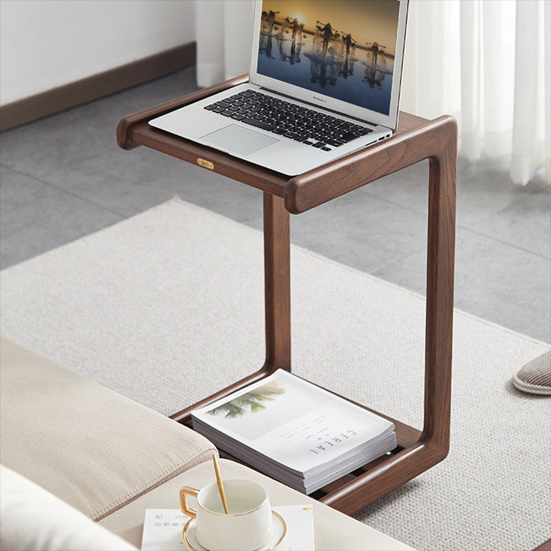 Table d'appoint contemporaine en bois massif, table d'appoint de salon marron