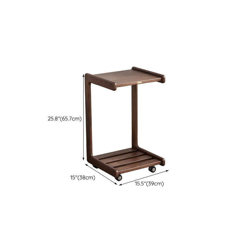 Table d'appoint contemporaine en bois massif, table d'appoint de salon marron