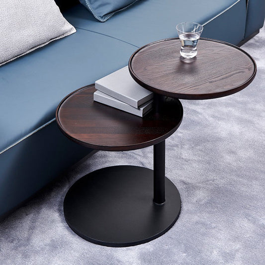 Modernistic Living Room Double Tier Round with Storage Pedestal Wood Side Table Clearhalo 'Coffee & Accent Tables' 'End & Side Tables' 'end_side_tables' 'furn' 'furn_end_side_tables' 'Furniture' 'Living Room Furniture' 6279899