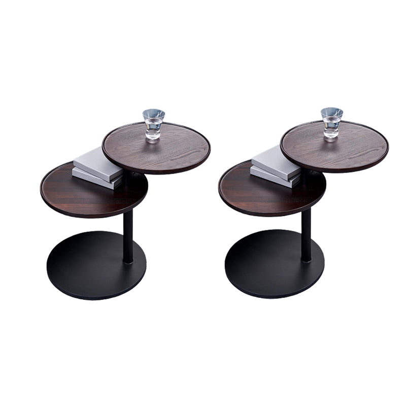 Modernistic Living Room Double Tier Round with Storage Pedestal Wood Side Table Brown 2 Clearhalo 'Coffee & Accent Tables' 'End & Side Tables' 'end_side_tables' 'furn' 'furn_end_side_tables' 'Furniture' 'Living Room Furniture' 6279901