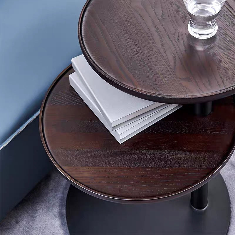 Modernistic Living Room Double Tier Round with Storage Pedestal Wood Side Table Clearhalo 'Coffee & Accent Tables' 'End & Side Tables' 'end_side_tables' 'furn' 'furn_end_side_tables' 'Furniture' 'Living Room Furniture' 6279908