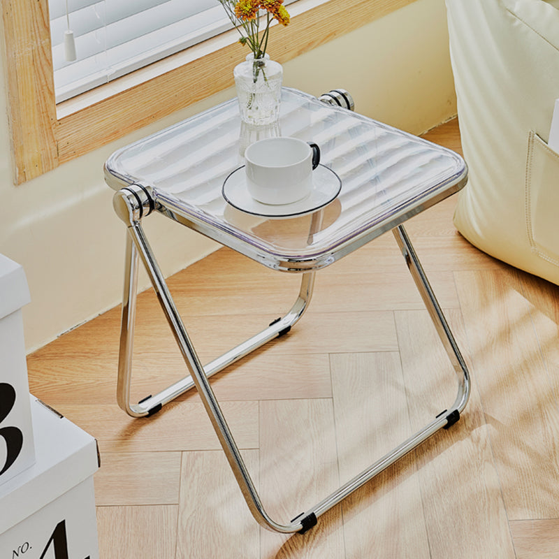 Contemporary Metal X-base End Slide Table Rectangular Side Table Clearhalo 'Coffee & Accent Tables' 'End & Side Tables' 'end_side_tables' 'furn' 'furn_end_side_tables' 'Furniture' 'Living Room Furniture' 6279934