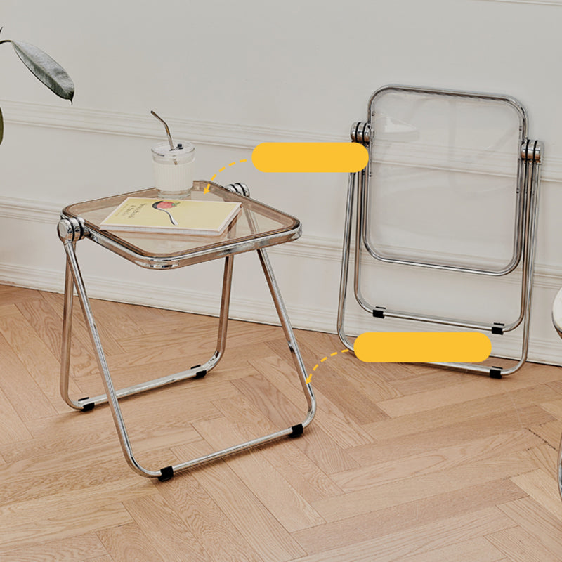 Contemporary Metal X-base End Slide Table Rectangular Side Table Clearhalo 'Coffee & Accent Tables' 'End & Side Tables' 'end_side_tables' 'furn' 'furn_end_side_tables' 'Furniture' 'Living Room Furniture' 6279953