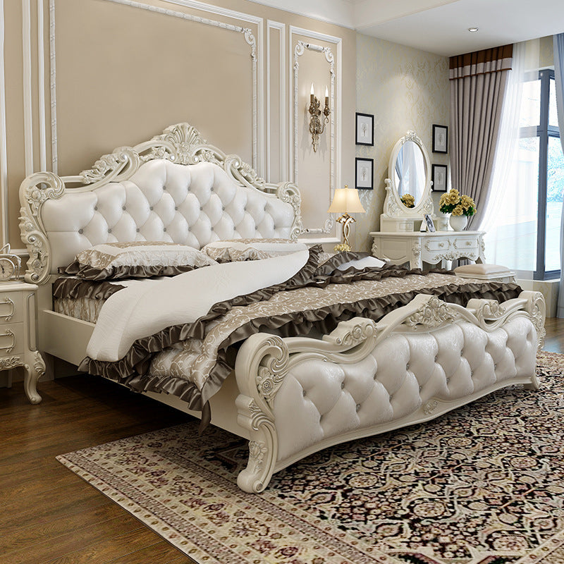 Victorian Upholstered Headboard Standard Bed Solid Wood Bed with Footboard Panel California King Clearhalo 'Bedroom Furniture' 'Beds' 'furn' 'furn_beds' 'Furniture' 6280014