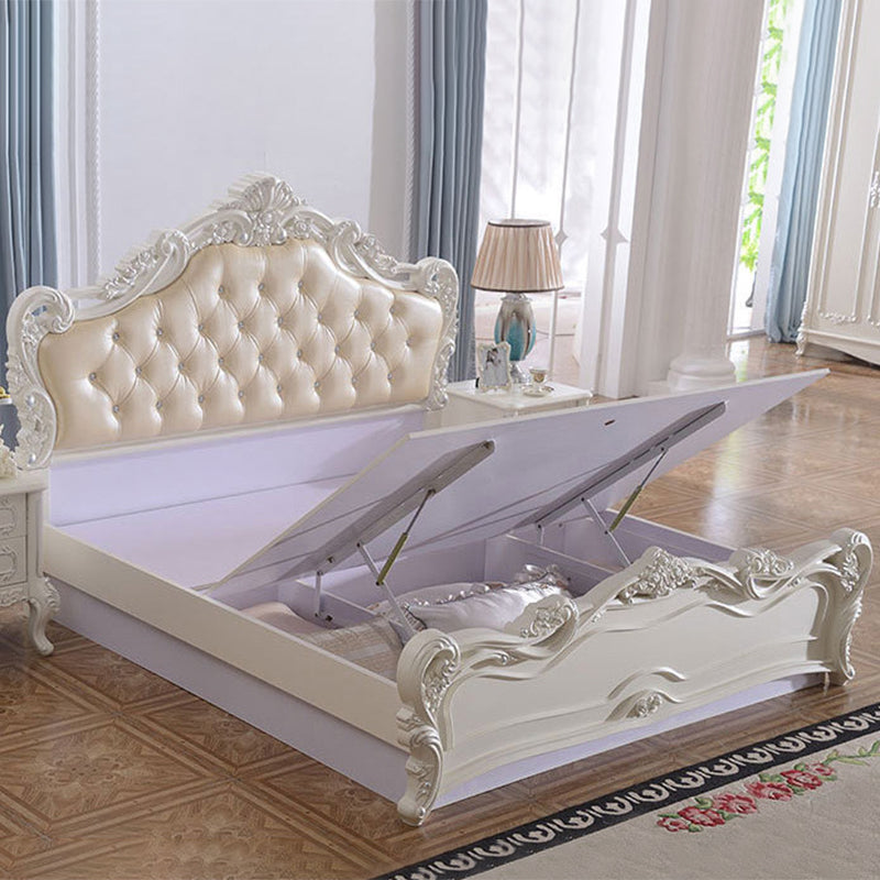Victorian Upholstered Headboard Standard Bed Solid Wood Bed with Footboard Lift Up Storage California King Clearhalo 'Bedroom Furniture' 'Beds' 'furn' 'furn_beds' 'Furniture' 6280015