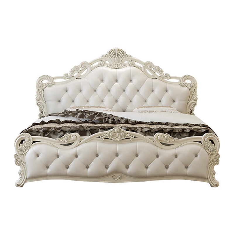 Victorian Upholstered Headboard Standard Bed Solid Wood Bed with Footboard Panel Queen Clearhalo 'Bedroom Furniture' 'Beds' 'furn' 'furn_beds' 'Furniture' 6280018
