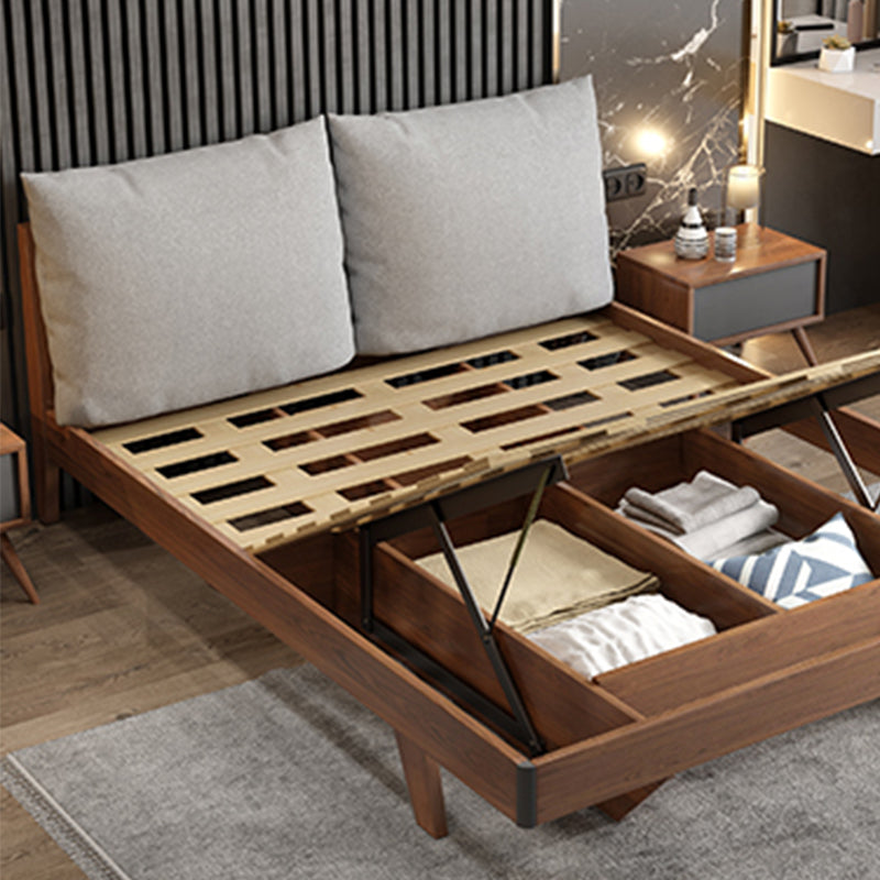 Espresso Wood Panneau lit rembourré la tête de lit standard de lit standard Rangement