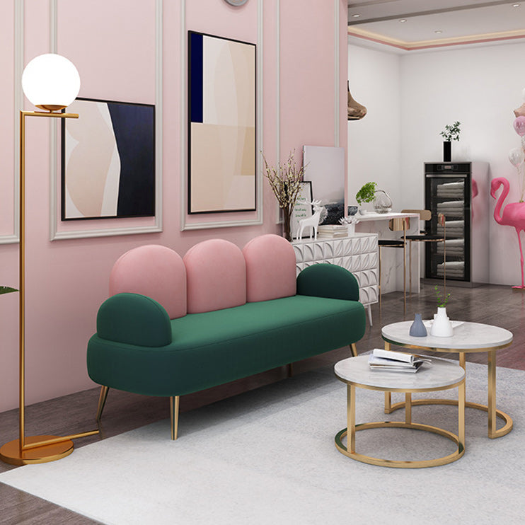 Divano verde contemporaneo con braccio quadrato e schiena stretta per l'appartamento
