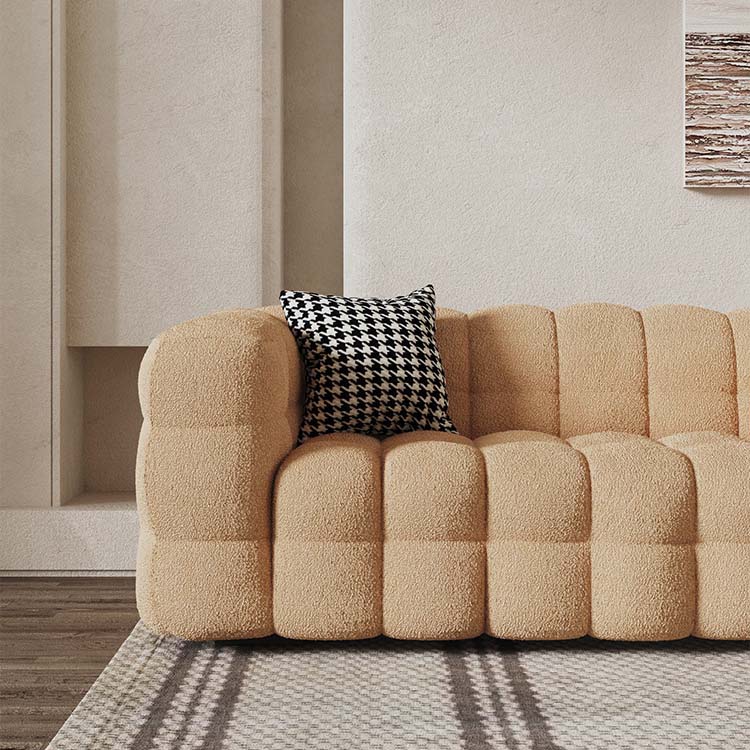 Brone Contemporary  Wool Sofa with Biscuit Back and Tuxedo Arm