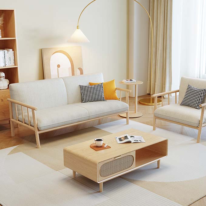 Modern 30.31" H Cotton Blend Wood Frame Square Arm Sofa for Living Room Clearhalo 'furn' 'furn_sofas' 'Furniture' 'Living Room Furniture' 'Sofa' 'sofas' 6280119