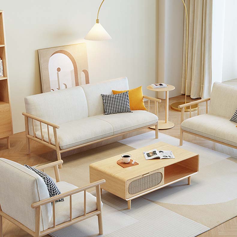 Modern 30.31" H Cotton Blend Wood Frame Square Arm Sofa for Living Room Clearhalo 'furn' 'furn_sofas' 'Furniture' 'Living Room Furniture' 'Sofa' 'sofas' 6280121