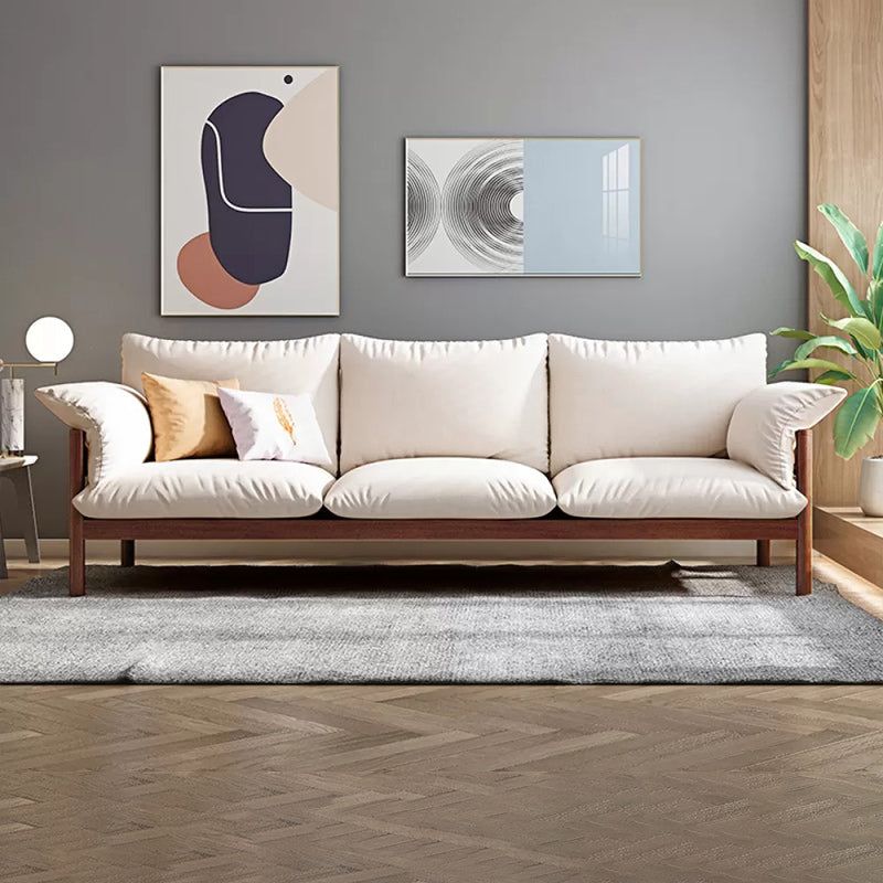 3-Seater 32.67" H Solid Wood Frame Pillow Top Arm Sofa for Living Room Walnut+Beige Clearhalo 'furn' 'furn_sofas' 'Furniture' 'Living Room Furniture' 'Sofa' 'sofas' 6280174