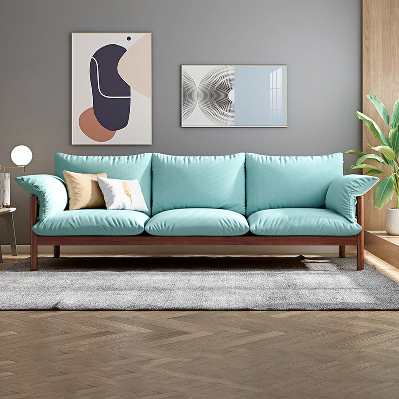 3-Seater 32.67" H Solid Wood Frame Pillow Top Arm Sofa for Living Room Walnut Green Clearhalo 'furn' 'furn_sofas' 'Furniture' 'Living Room Furniture' 'Sofa' 'sofas' 6280180