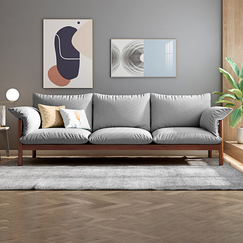 3-Seater 32.67" H Solid Wood Frame Pillow Top Arm Sofa for Living Room Walnut + Light Gray Clearhalo 'furn' 'furn_sofas' 'Furniture' 'Living Room Furniture' 'Sofa' 'sofas' 6280184