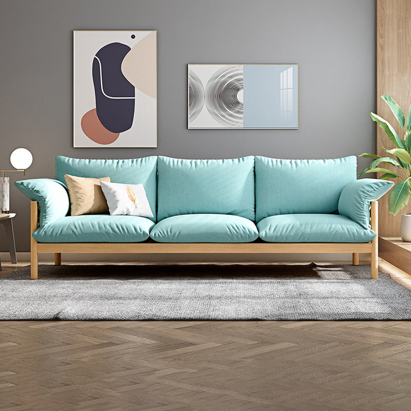 3-Seater 32.67" H Solid Wood Frame Pillow Top Arm Sofa for Living Room Wood-Green Clearhalo 'furn' 'furn_sofas' 'Furniture' 'Living Room Furniture' 'Sofa' 'sofas' 6280193