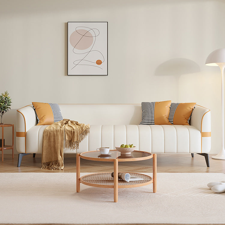 Contemporain 25,59 "H FAUX CUIR Tuxedo ARM SOFA pour le salon