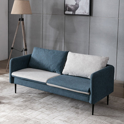 Contemporary Faux Leather Sofa Square Arm Loveseat for Apartment