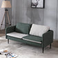 Contemporary Faux Leather Sofa Square Arm Loveseat for Apartment
