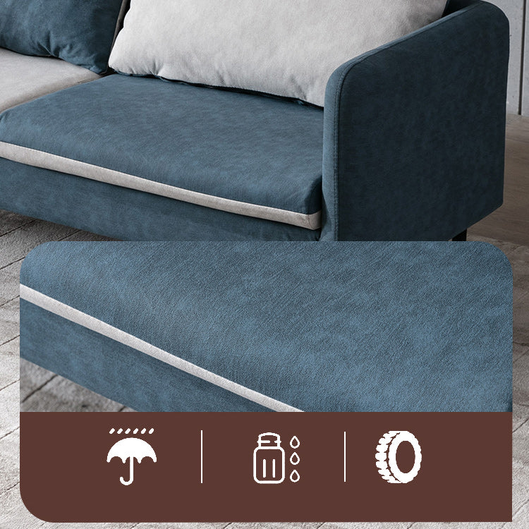 Contemporary Faux Leather Sofa Square Arm Loveseat for Apartment