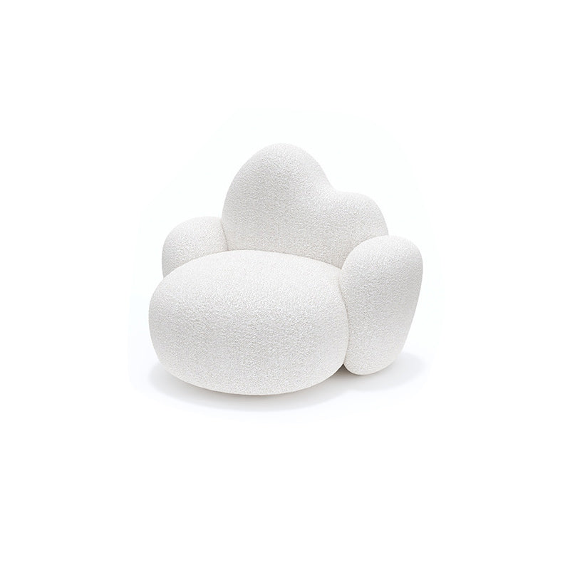 Hedendaagse witte wollen bank met strakke rug voor woonkamer