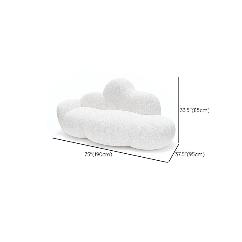 Hedendaagse witte wollen bank met strakke rug voor woonkamer