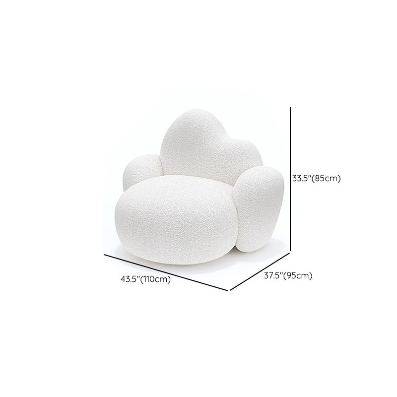 Hedendaagse witte wollen bank met strakke rug voor woonkamer