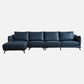 35.43" High Round Arm Sectional Brown/Blue Genuine Leather Sectional