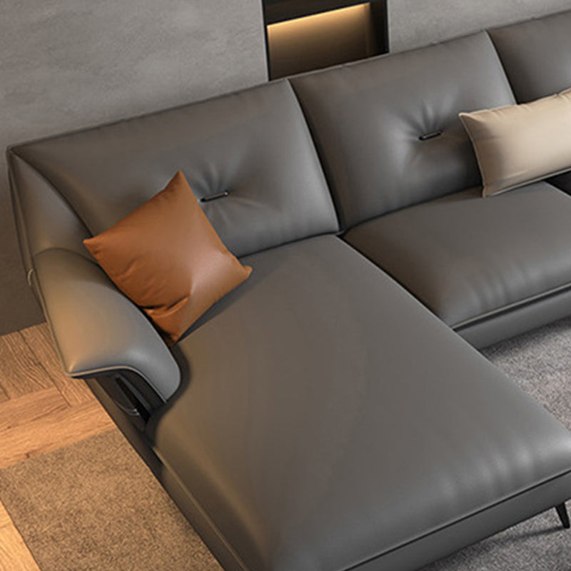 Modernismo marrone/grigio a 4 posti a sezione trapuntata braccio scagliato sezionale