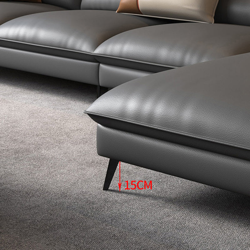 Modernismo marrone/grigio a 4 posti a sezione trapuntata braccio scagliato sezionale