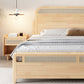 Natural Tropical Standard Bed Rattan and Rubberwood Panel Bed with Headboard
