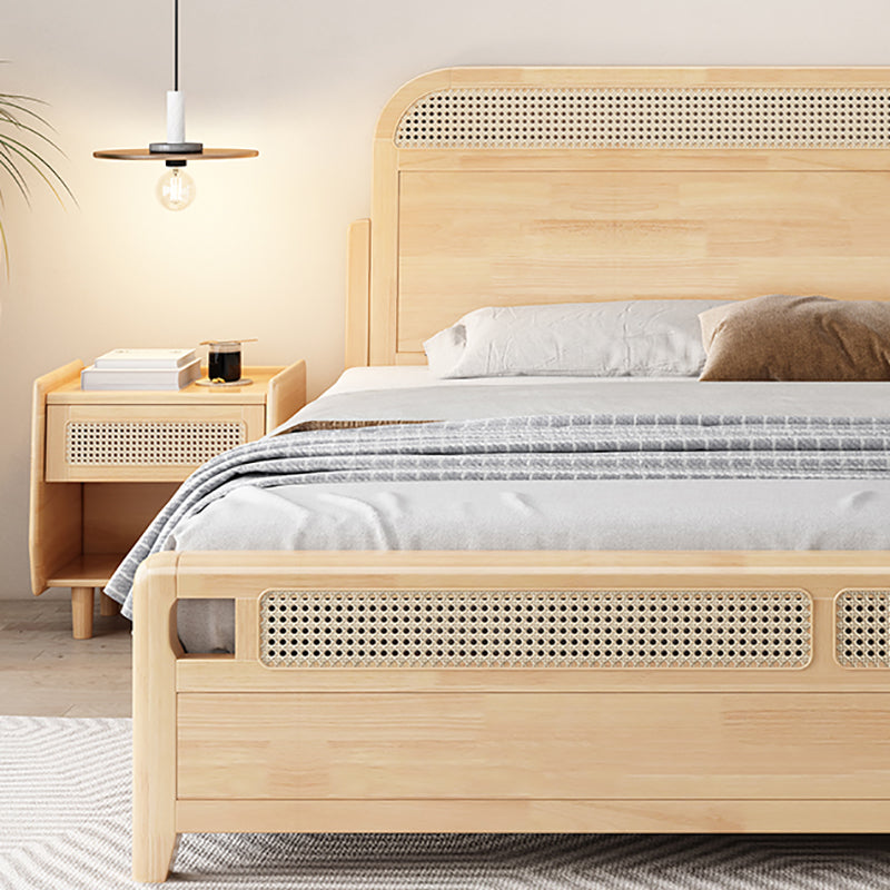 Letto standard tropicale naturale rattan e pannello di gomma con testiera