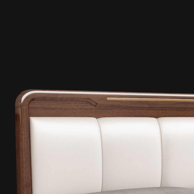 Lit en panneau en bois de pin de caoutchouc Mid-Century Modern Espresso Espresso lit standard avec tête de lit