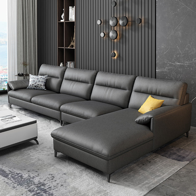 Moderne vlekbestendige L-vormige sectionele 4-zits kussenkussen bovenarm sectioneel