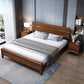 Mid-Century Modern Standard Bed Walnut Espresso Bed Frame With Custom Gold Legs Clearhalo 'Bedroom Furniture' 'Beds' 'furn' 'furn_beds' 'Furniture' 6280577