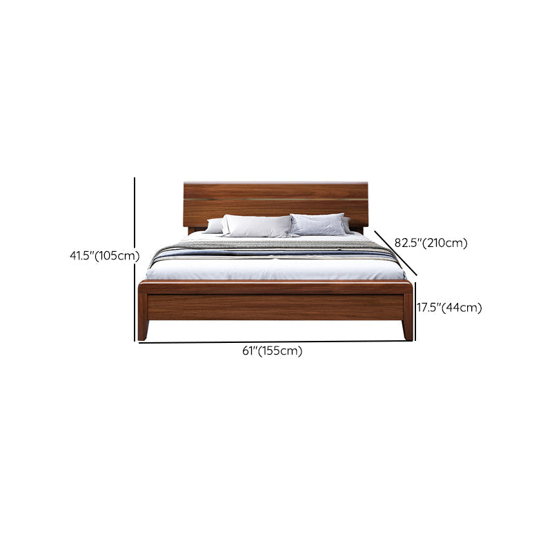 Mid-Century Modern Standard Bed Walnut Espresso Bed Frame With Custom Gold Legs Clearhalo 'Bedroom Furniture' 'Beds' 'furn' 'furn_beds' 'Furniture' 6280587