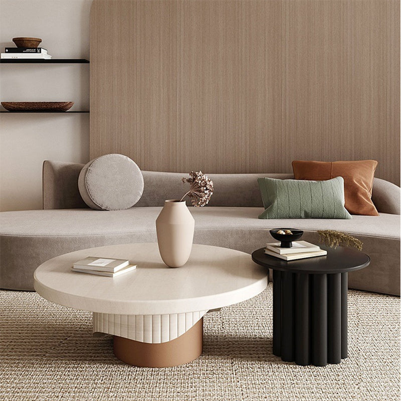 Single Coffee Table Pedestal Solid Wood Round Cocktail Table Clearhalo 'Coffee & Accent Tables' 'Coffee Tables' 'coffee_tables' 'furn' 'furn_coffee_tables' 'Furniture' 'Living Room Furniture' 6280641