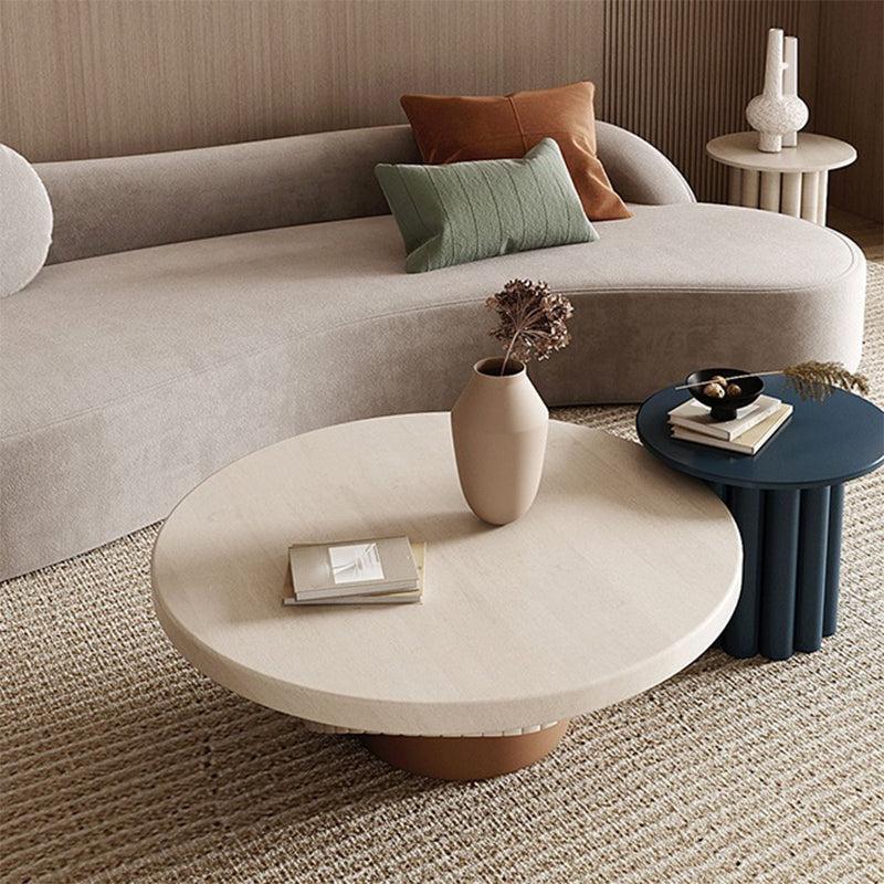 Single Coffee Table Pedestal Solid Wood Round Cocktail Table Clearhalo 'Coffee & Accent Tables' 'Coffee Tables' 'coffee_tables' 'furn' 'furn_coffee_tables' 'Furniture' 'Living Room Furniture' 6280649