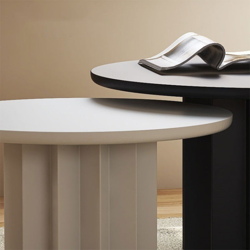 Contemporary Cocktail Table Solid Wood Round Pedestal Single Coffee Table