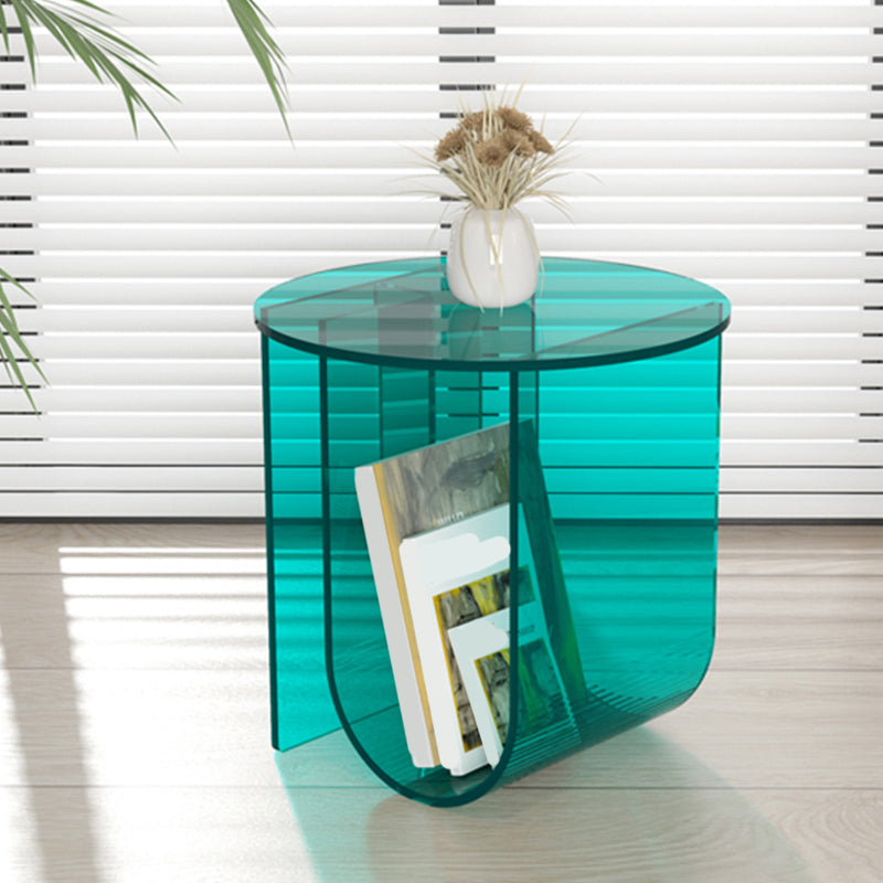 Modern Acrylic End Slide Table Round Corner Table with Storage